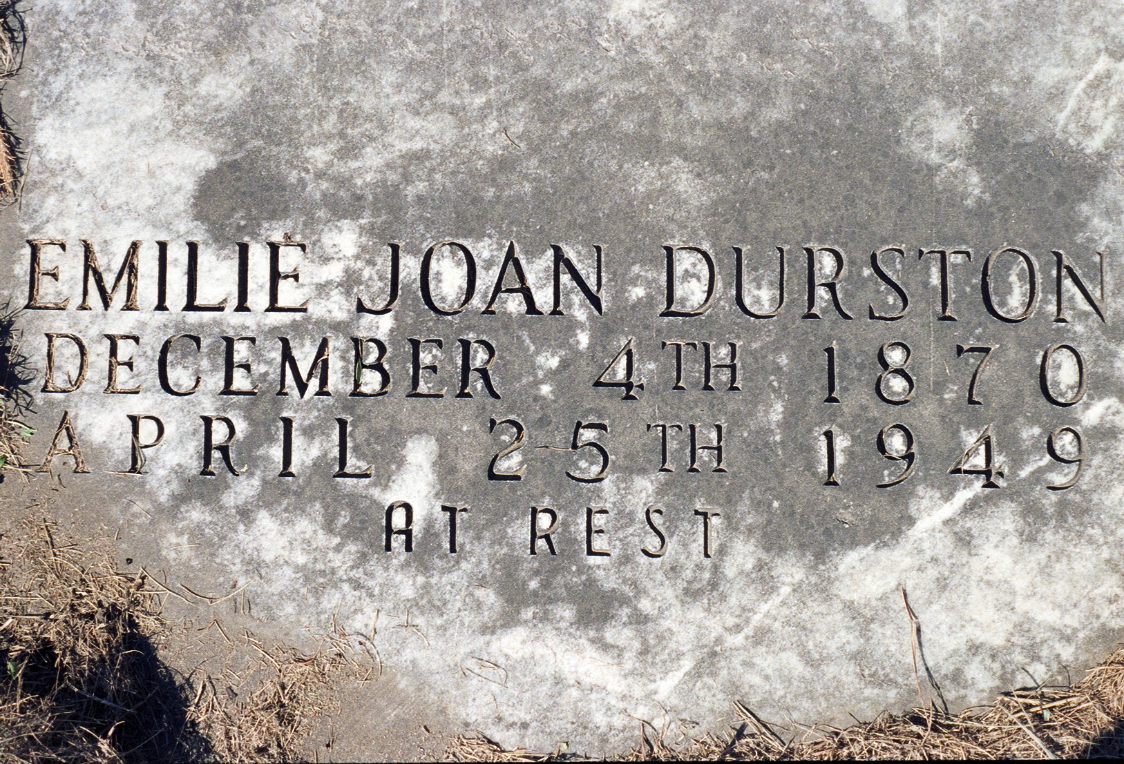 The Grave of Emilie Joan Smale Durston