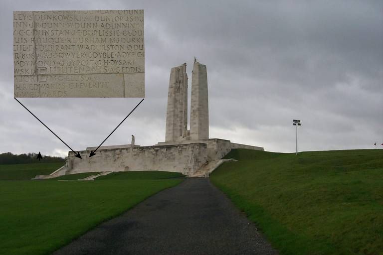 Placement of Pte William Durston's name